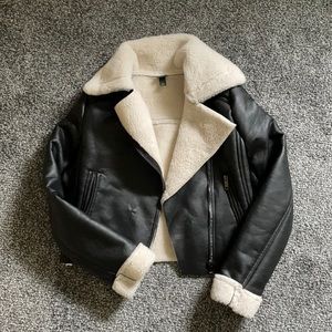 Faux leather trucker jacket